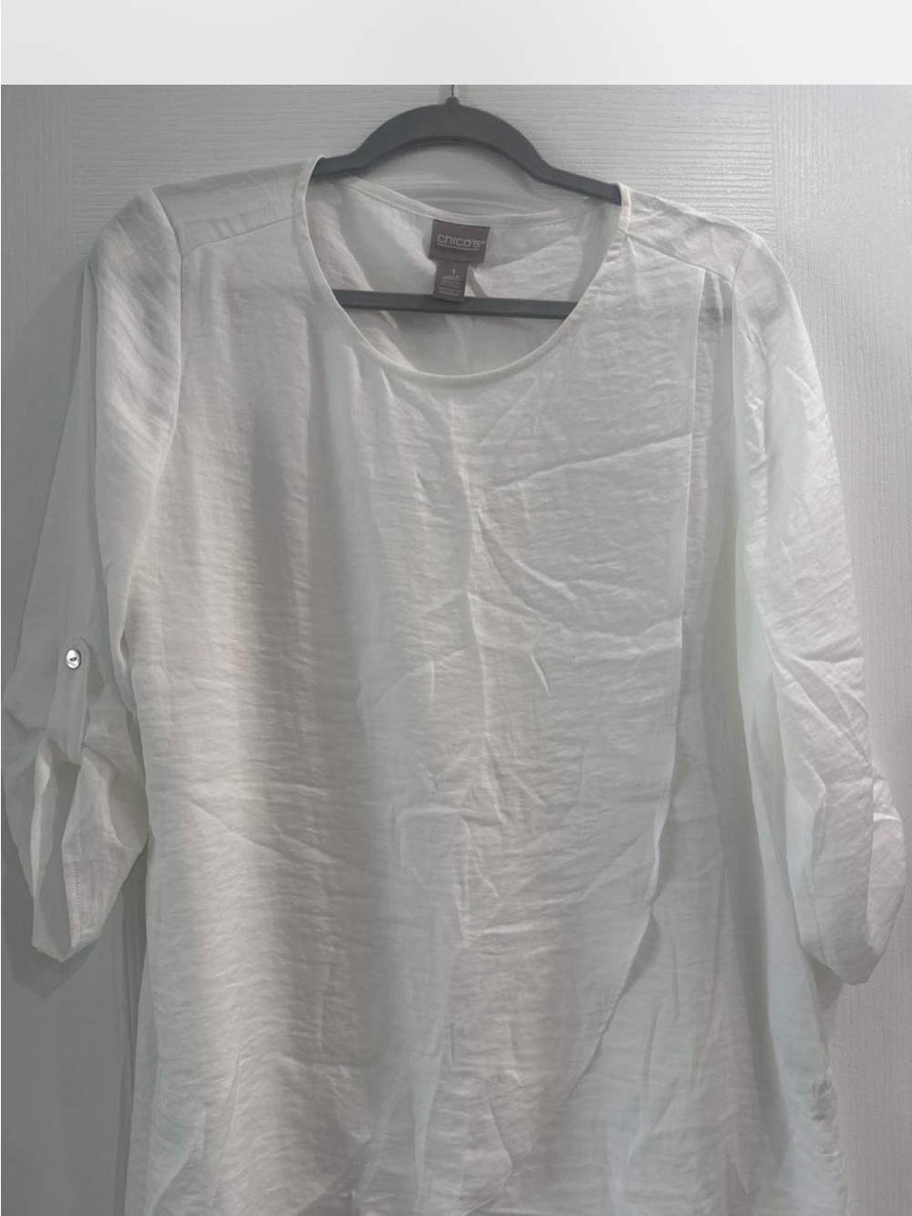Chico's White Lightweight 3/4 Sleeve Blouse